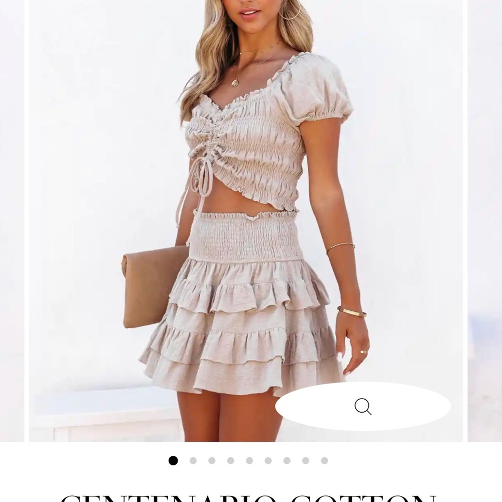 Vici Cream Ruffled Skater Skirt and Top